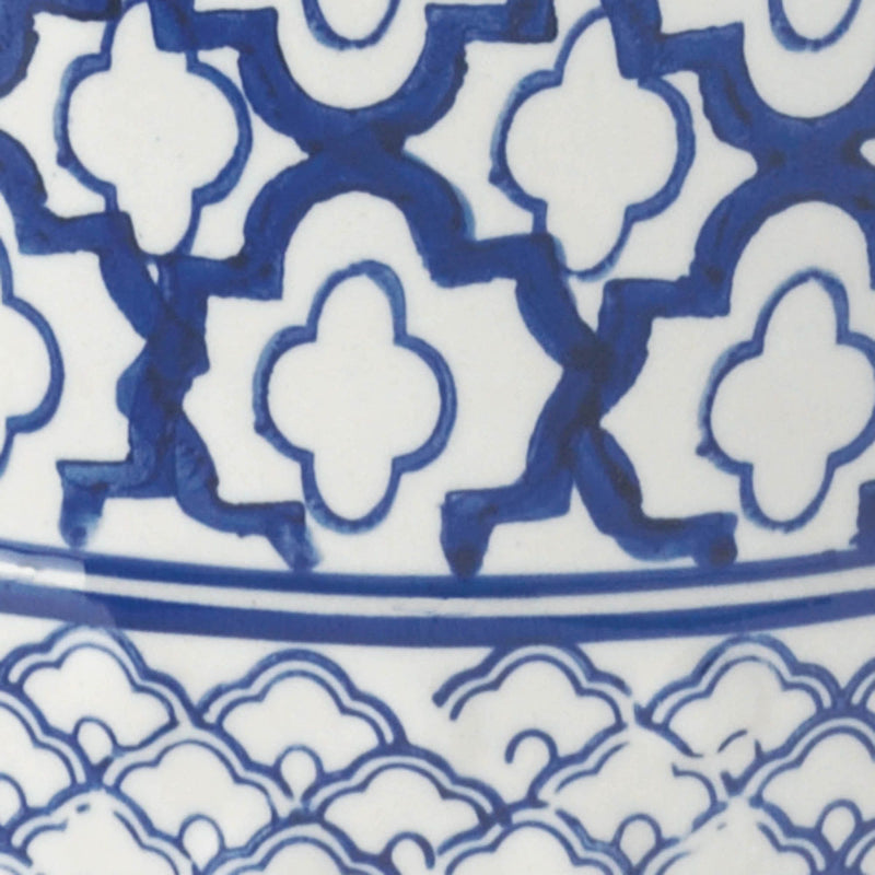 BLUE AND WHITE CERAMIC DECORATIVE STOOL Default Title