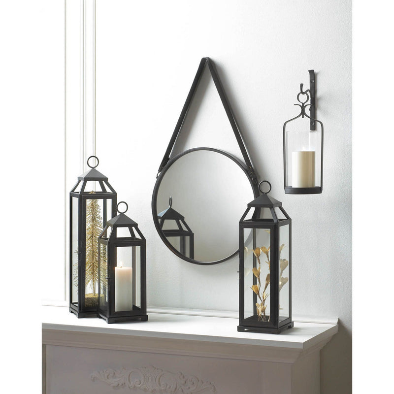 HANGING MIRROR WITH FAUX LEATHER STRAP Default Title