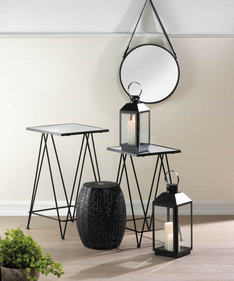 HANGING MIRROR WITH FAUX LEATHER STRAP Default Title