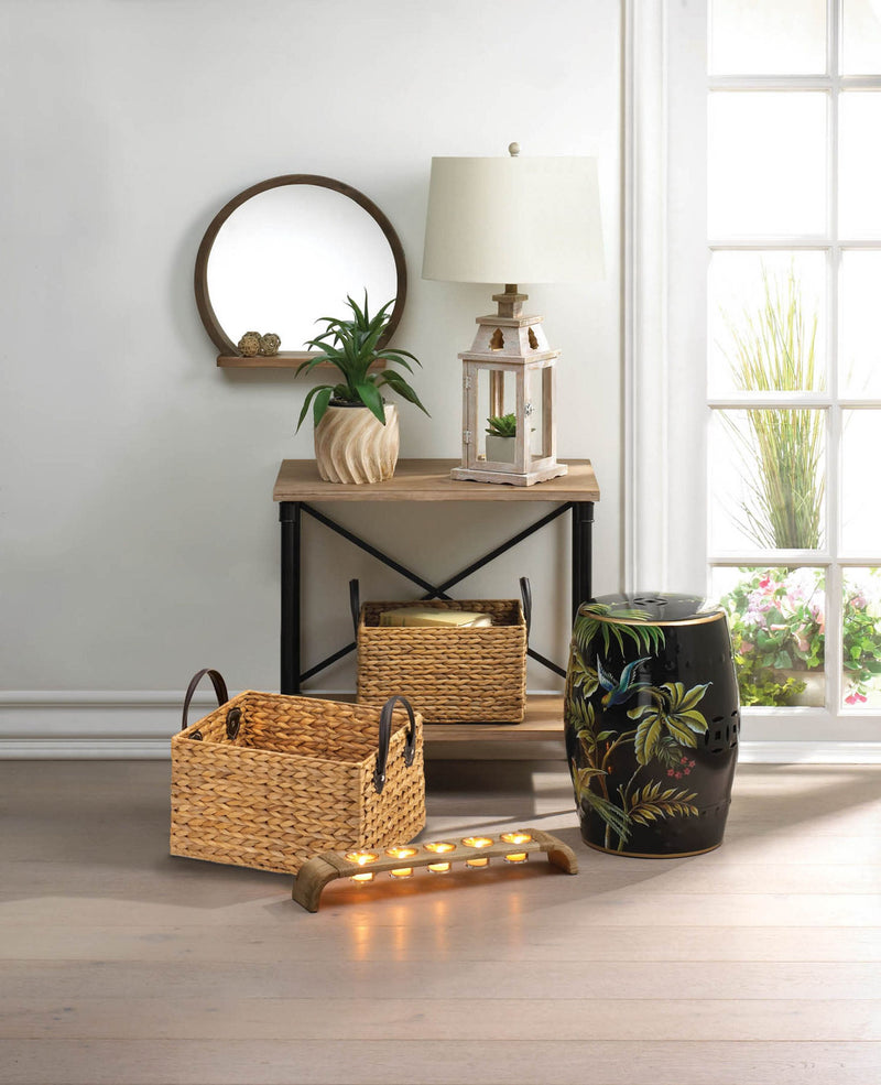 ROUND WOODEN MIRROR WITH SHELF Default Title