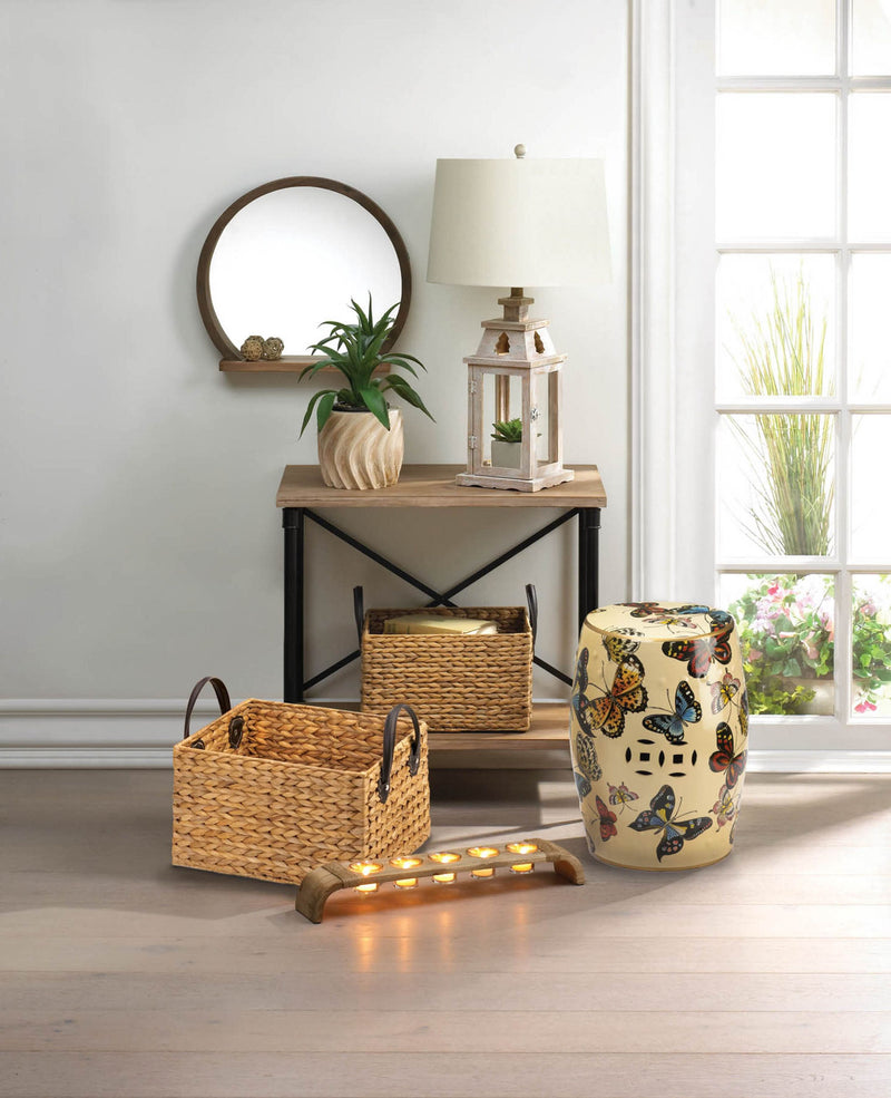 ROUND WOODEN MIRROR WITH SHELF Default Title