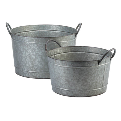 GALVANIZED BUCKET PLANTER DUO Default Title