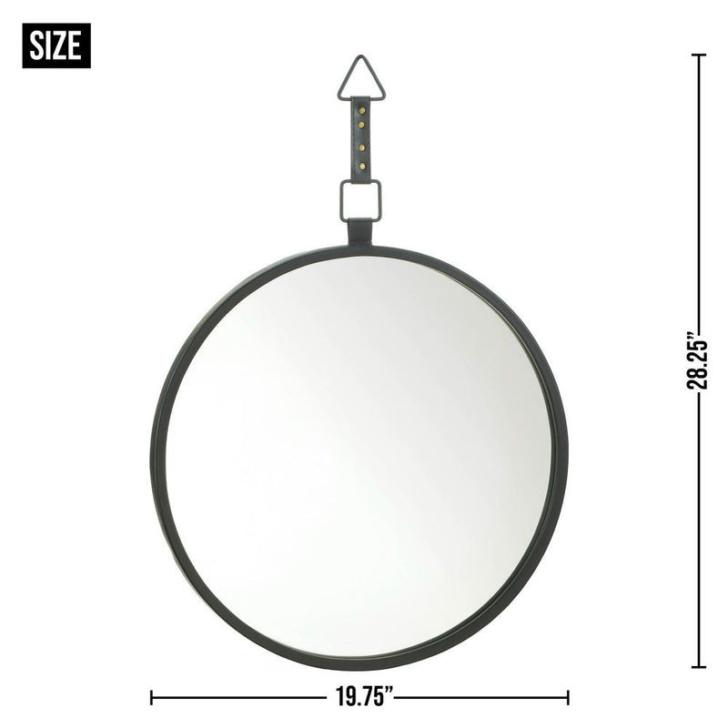 ROUND MIRROR WITH LEATHER STRAP Default Title