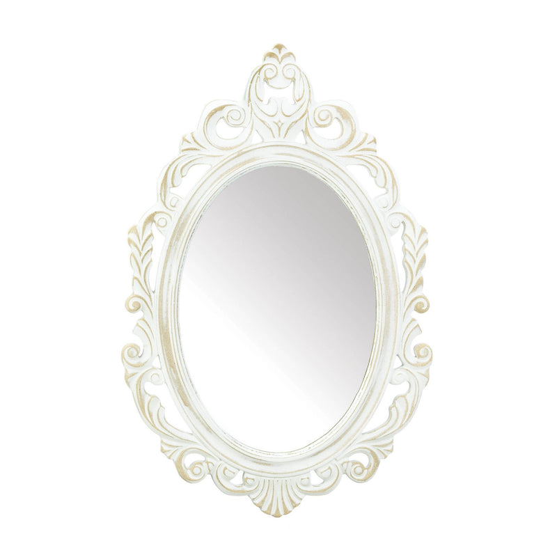 ANTIQUED WHITE WALL MIRROR Default Title