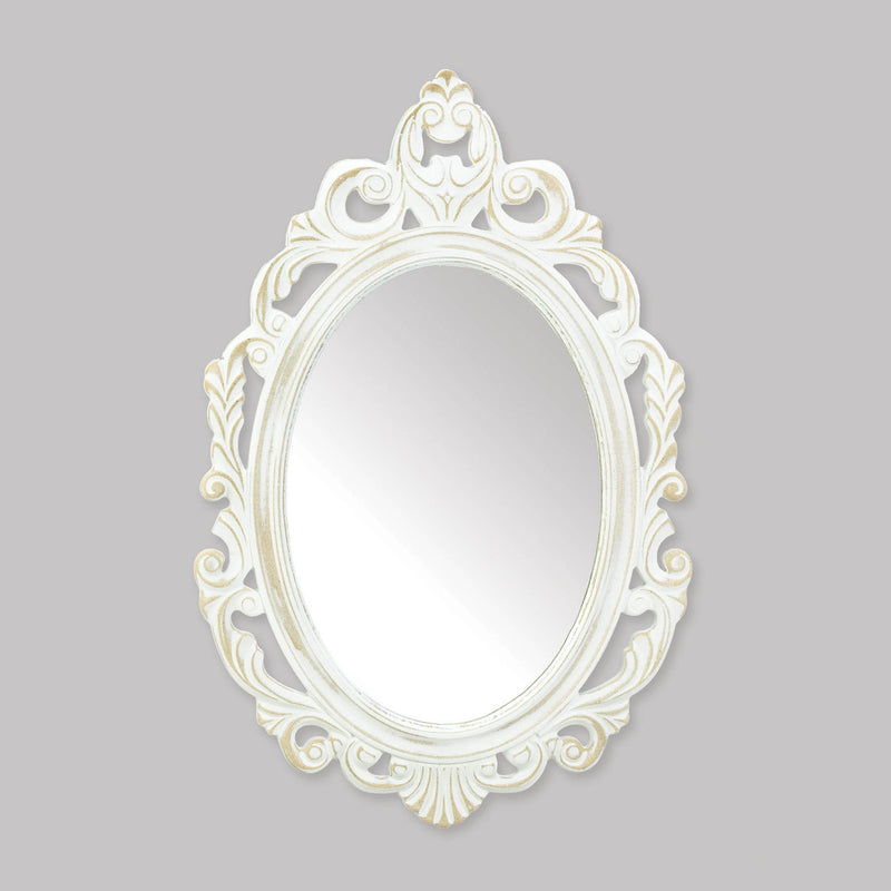 ANTIQUED WHITE WALL MIRROR Default Title