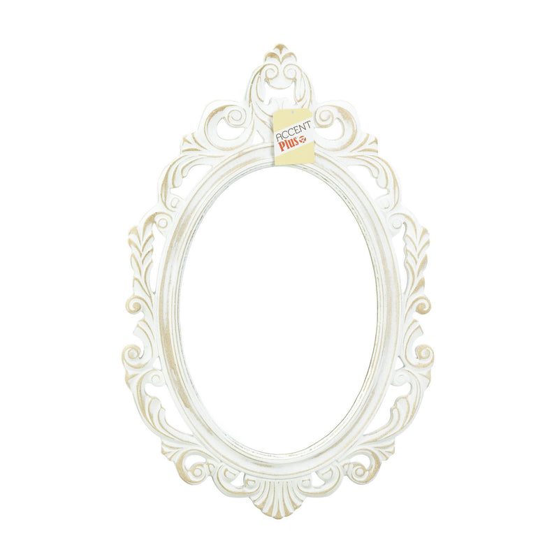 ANTIQUED WHITE WALL MIRROR Default Title
