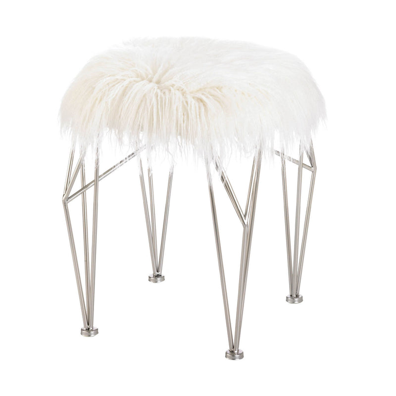 FUR STOOL WITH PRISM LEGS Default Title
