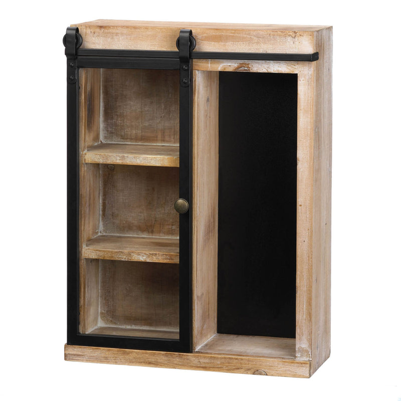 WALL SHELF WITH GLASS BARN DOOR Default Title
