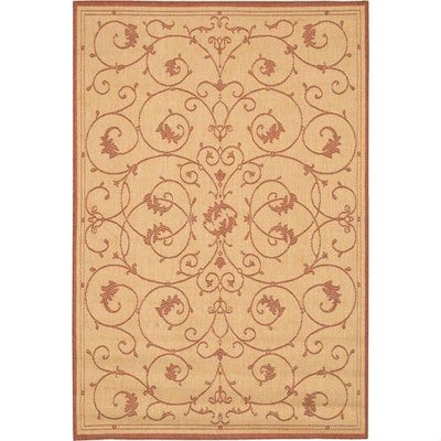 5'10 x 9'2 Indoor Outdoor Area Rug with Floret Floral Pattern Terracotta