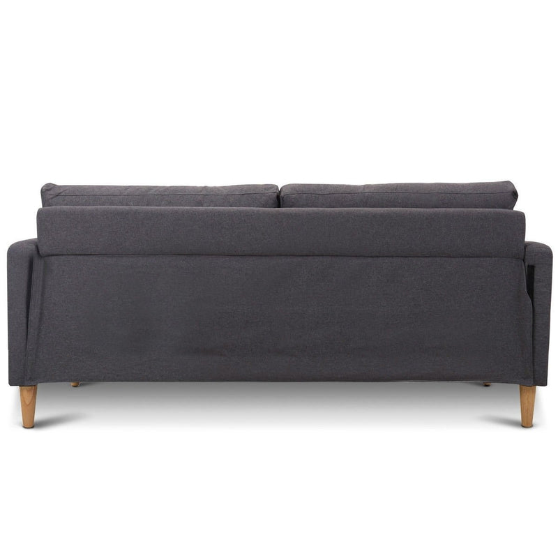 Modern Mid-Century Style Grey Fabric Sofa with Wood Legs