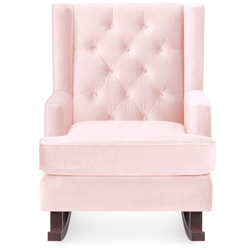 Pink Soft Tufted Upholstered Wingback Rocker Rocking Chair